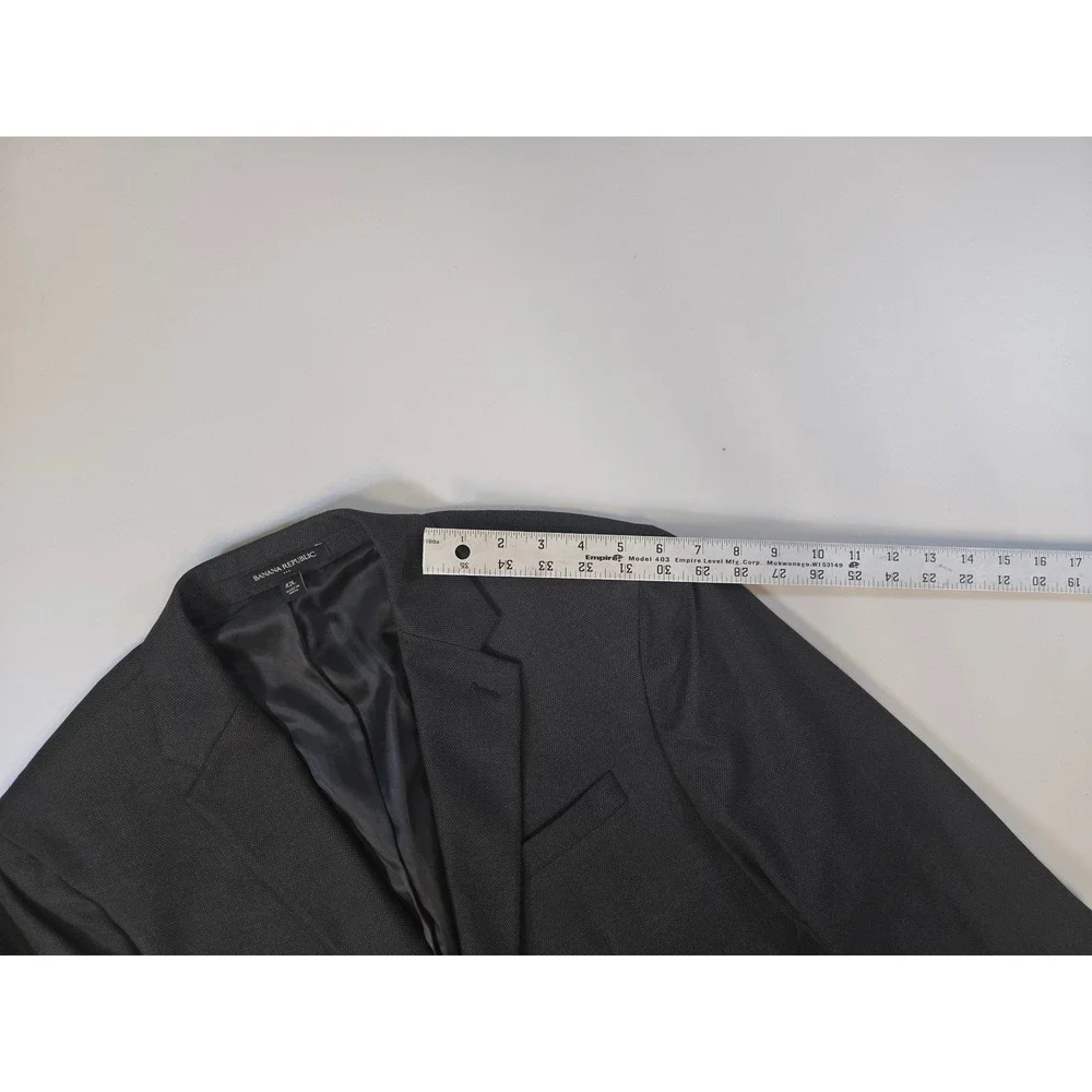 Banana Republic Mens 42L Slim Fit Charcoal Gray Nailhead Blazer Suit Jacket 42 L